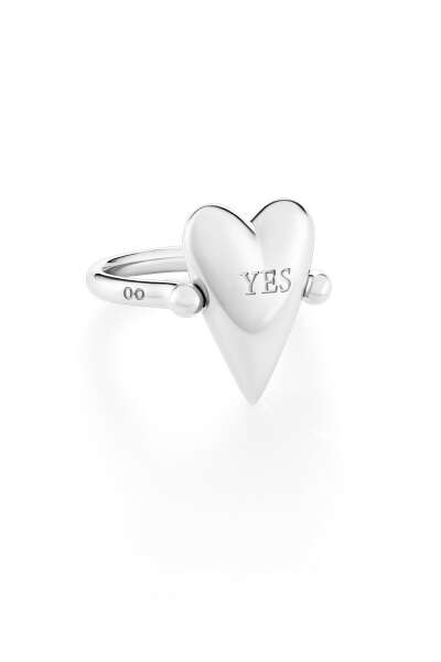 Кольцо-перевертыш с сердцем из серебра YES-NO