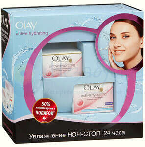 OLAY Active Hydrating Крем дневной увлажняющий 50мл + Крем ночной увлажняющий 50мл