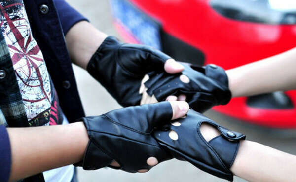 Fashion Sexy Leather Mittens Fingerless Cool Punk Motorcycle Gloves Black HGUS