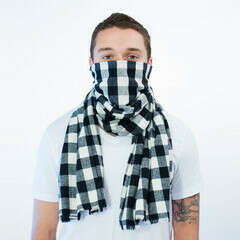 PILOT SCOUGH - Black and White Checkered Flannel Scarf