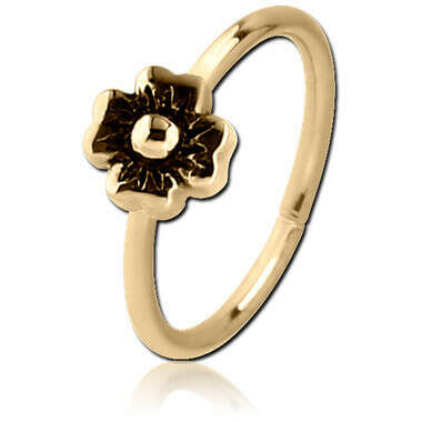 ZIRCON GOLD PVD COATED SURGICAL STEEL SEAMLESS RING - FLOWER