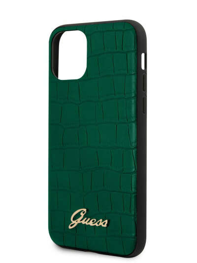 Чехол для iPhone 11 Animal Croco with metal logo Hard PU Green, GUESS