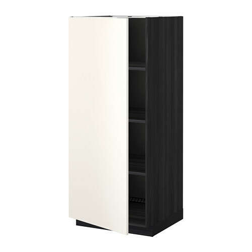 МЕТОД Высок шкаф с полками - под дерево черный, Веддинге белый  - IKEA