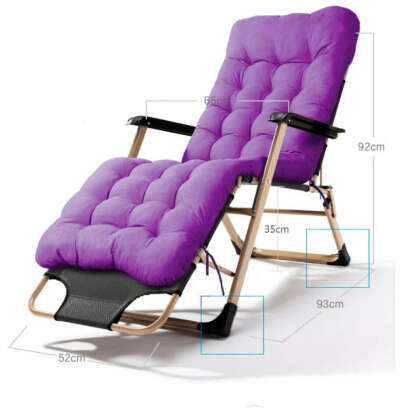 Кресло-шезлонг (раскладушка) складное с матрасом для дачи и сада, фиолетовое