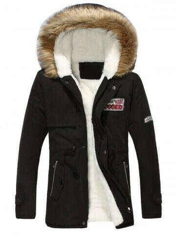 Drawstring Zippered Long Sleeve Fur Hooded Sherpa Coat