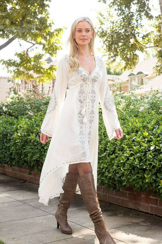 Evelyn - Bohemian Dress, boho dress, Long Sleeve White Dress, Loose ...