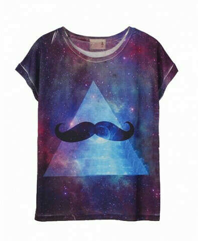 Mustache and Galaxy Tie Dye Tee