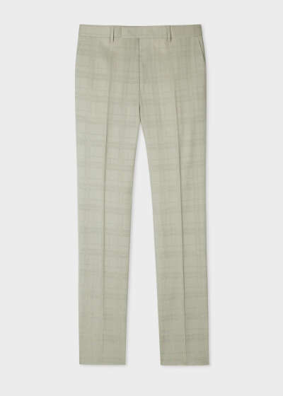 Tapered-Fit Pistachio Wool-Silk Devore Check Trousers