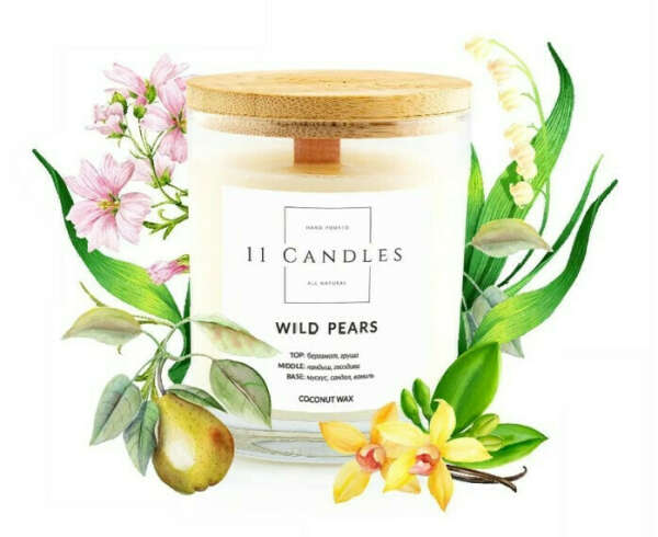 Свеча ароматическая 11 Candles "Wild Pears" с деревянным фитилём