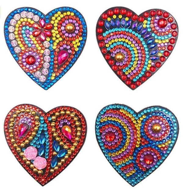 Набір магнітиків для алмазної мозаїки ColorArt Сердечка 4шт