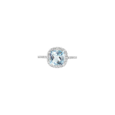 Cushion Ring With Blue Topaz