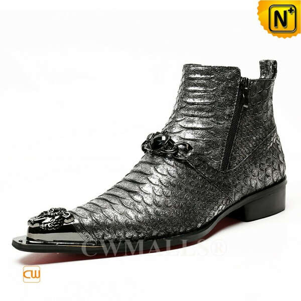 CWMALLS® Mens Exotic Leather Dress Ankle Boots CW707207