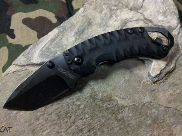 Многофункциональный складной нож Kershaw Shuffle II, BlackWashed Tanto Blade, Black GRN Handle 6.6 см.  K8750TBLKBW