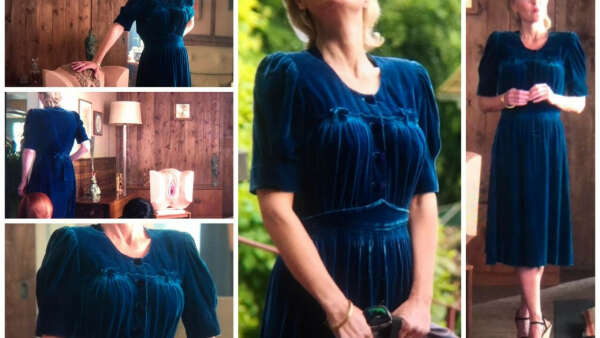 Blue velvet dress