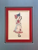 Unique Urban Machine Embroidery Digital Design File "Bonnet Girl and USA Flag" | Picture Stitch