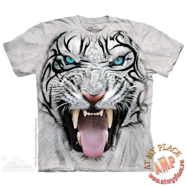 Белая футболка с тигром Big Face Tribal White Tiger