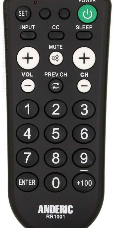 Anderic RR1001 for Hospitality TV with Large Keys 1-Device Universal Remote Control