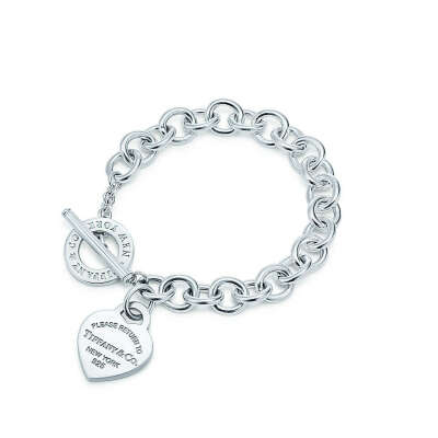Heart Tag Toggle Bracelet in Silver