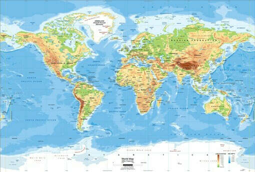 Физическая карта мира 🗺