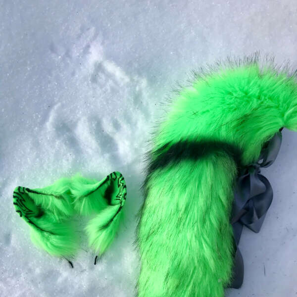 Зелёный набор уши + хвост от Owlushki