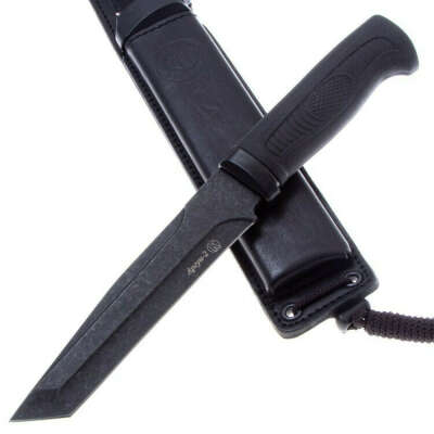 Нож Аргун-2 сталь AUS-8 черный, рукоять эластрон (Кизляр)