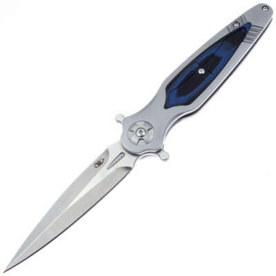 Складной нож Reptilian Магистр 03-3 Даггер сталь D2, рукоять сталь/Black-blue G10