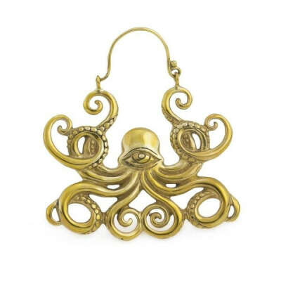 Odysseus Antique Brass Octopus Inca Earrings (PAIR)