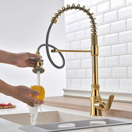 Contemporary Rotatable Ti-PVD Standard Spout Centerset Kitchen Faucet– FaucetSuperDeal.com