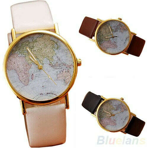 World Map Analog Quartz Wrist Watch