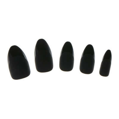 Matte Black Stiletto French Manicure False Nails