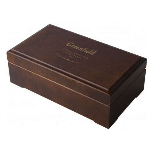 Подарочный набор чая GREENFIELD 8 видов ассорти, пакетированный, 96 пак/уп, деревянная шкатулка