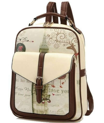 Buenocn Women&#039;s Backpack Classic Print Personalized Handbag Backpack Travel Bag Shy513