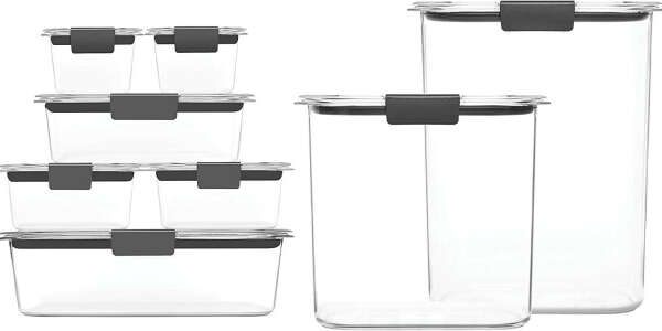 Rubbermaid 16-Piece Brilliance Food Storage Containers with Lids for Pantry, Lunch, Meal Prep, and Leftovers, Dishwasher Safe, Clear/Grey : Amazon.ca: Home