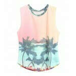 Hawaii Coconut Palm Cotton Tanks in Pink