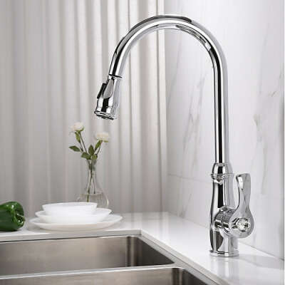 Contemporary Single Handle One Hole Chrome Pull-out  ­Pull-down Centerset Kitchen Faucet– FaucetSuperDeal.com