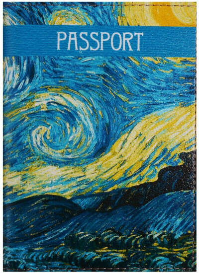 Обложка для паспорта - Винсент Ван Гог "Звездная ночь" (КОЖА)