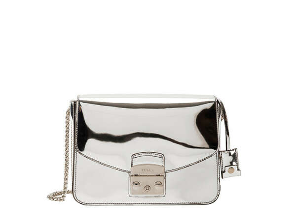 Furla Metropolis Shoulder Bag Metallic Color Silver