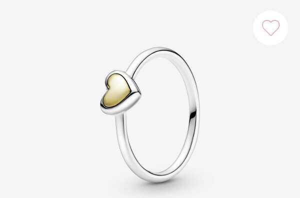 Кольцо Золотое сердце Pandora