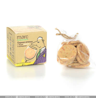 Печенье Marc 100% натурально сырное с белым перцем и розмарином 50г Россия
