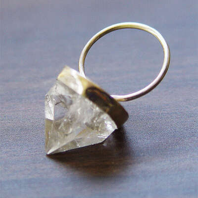 Pyramid Crystal Quartz Ring