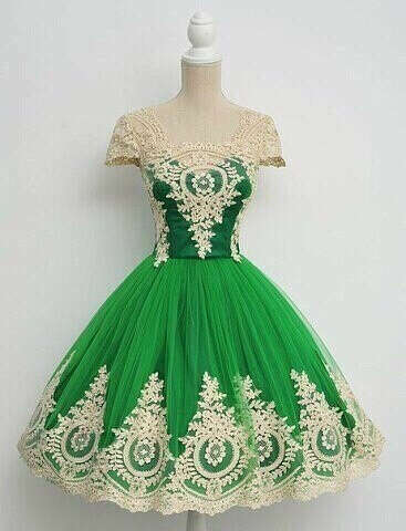 Зелёное винтажное платье