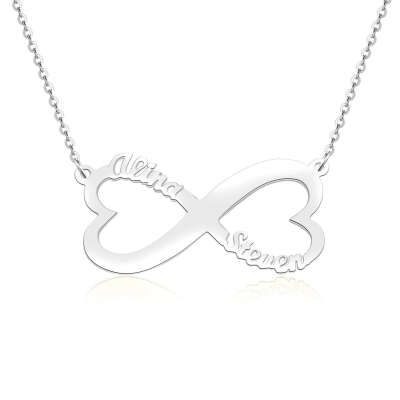 Heart Infinity Name Necklace Platinum Plated Silver - lamoriea jewelry