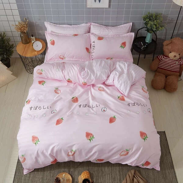 1 656,64 руб.  32％ Off | Strawberry pink girl bedding sets duvet cover Bed Linen pillow cases comfortable bed sheets Good quality Princess style https://s.click.aliexpress.com/e/TNE4YyE