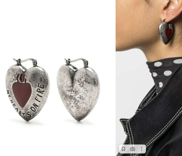 Marni engraved heart-shape earrings