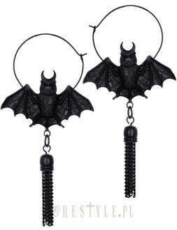 "ORIENTAL BAT BLACK" hoop earrings, occult jewellery