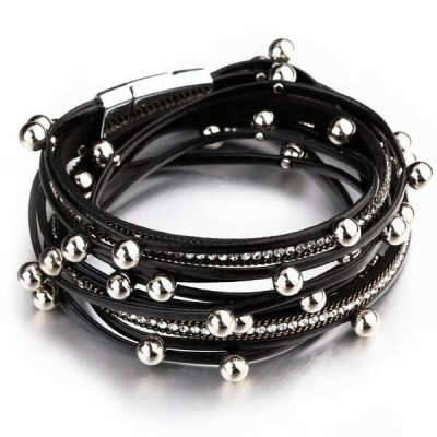 Handmade Bohemian Leather Layered Bracelet-quaintrellejewel.com