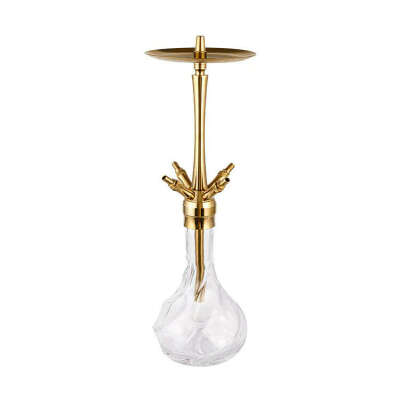 Custom Patterned Transparent Glass Golden Four-Hole Stainless Steel Hookah 64cm Suppliers