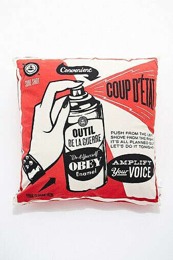 Obey Coup D&#039;Etat Cushion in Red  - Urban Outfitters