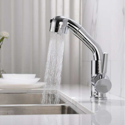 Contemporary Chrome Pull-out  ­Pull-down Centerset Single Handle One Hole Kitchen Faucet– FaucetSuperDeal.com