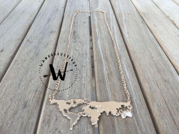 Premium Flat World Map Necklace (Available In 4 Different Colors) - FREE SHIPPING WORLDWIDE